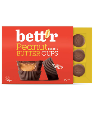 Pralinki wypełnione masłem orzechowym Bio – Bett’r Bio PEANUT CREAM CUPS BIO 12x13g – Wikk.me