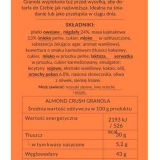 Widoczna tabela wartości odżywczych Almond Crush Granola