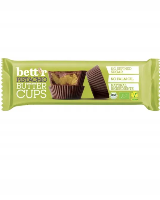 Bett’r Organic Pistachio Butter Cups 39 g – wegańskie pralinki pistacjowe