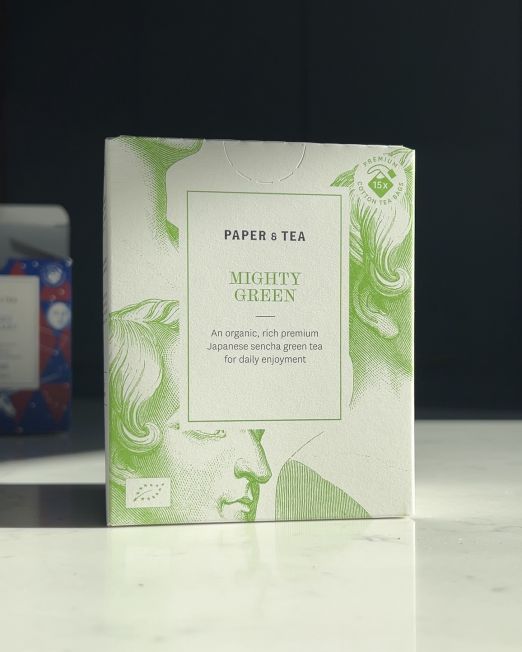 Mighty Green BIO Paper & Tea – organiczna Sencha z Japonii. Świeża trawa, umami, nuta pomidora. Zielona herbata premium w 15 torebeczkach. wikk.me