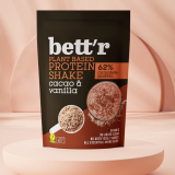 BIO Protein Shake Cacao & Vanilla Bett’r – organiczny, roślinny koktajl białkowy bez cukru. Kakao Peru, wanilia, białko grochu i ryżu. wikk.me
