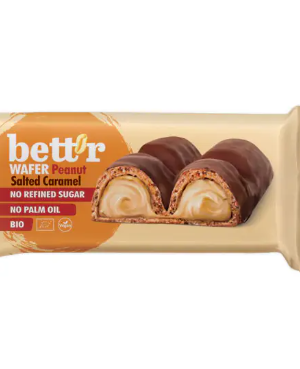 BIO chrupiący wafel wypełniony kremem orzechowym o smaku słonego karmelu